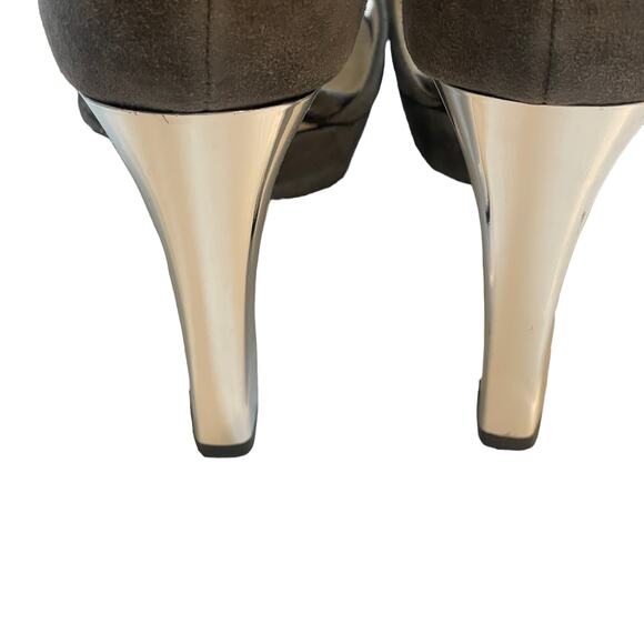 Michael Kors Platform Suede Stiletto Heels Womens Size 9 Gray Open Toe - Picture 7 of 11